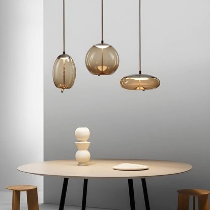 Vintage Industrial LED Knot and Coloured Glass Pendant Light