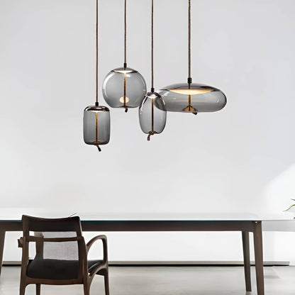 Vintage Industrial LED Knot and Coloured Glass Pendant Light