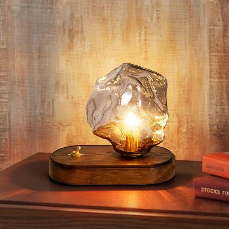 Vintage Irregular Ice Cube Glass Table Light