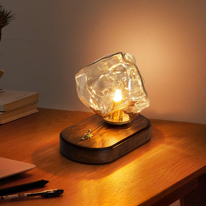 Vintage Irregular Ice Cube Glass Table Lamp