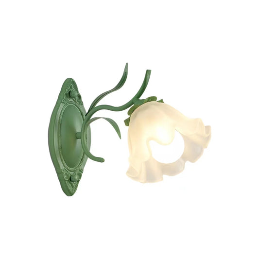 Vintage French Lily Flower Glass Wall Light