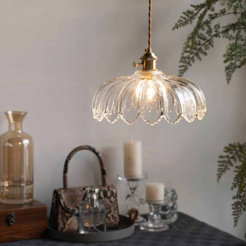 Vintage Lotus Glass Pendant Lamp