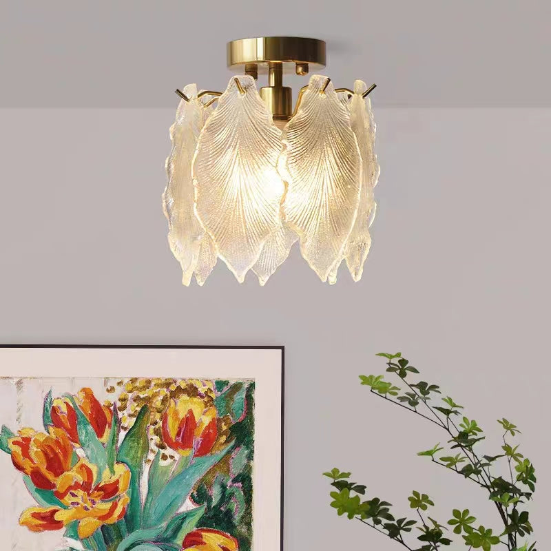 Vintage Luxury Tree Leaf Glass Ceiling Light