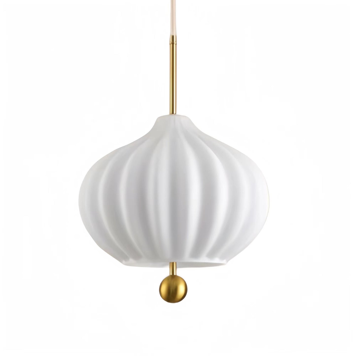 Vintage Ribbed White Glass Pendant Light