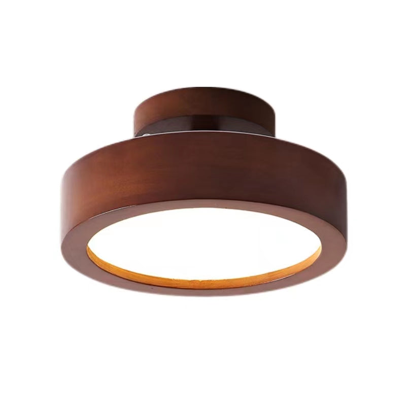 Retro Minimalist Round Wooden Ceiling Lamp