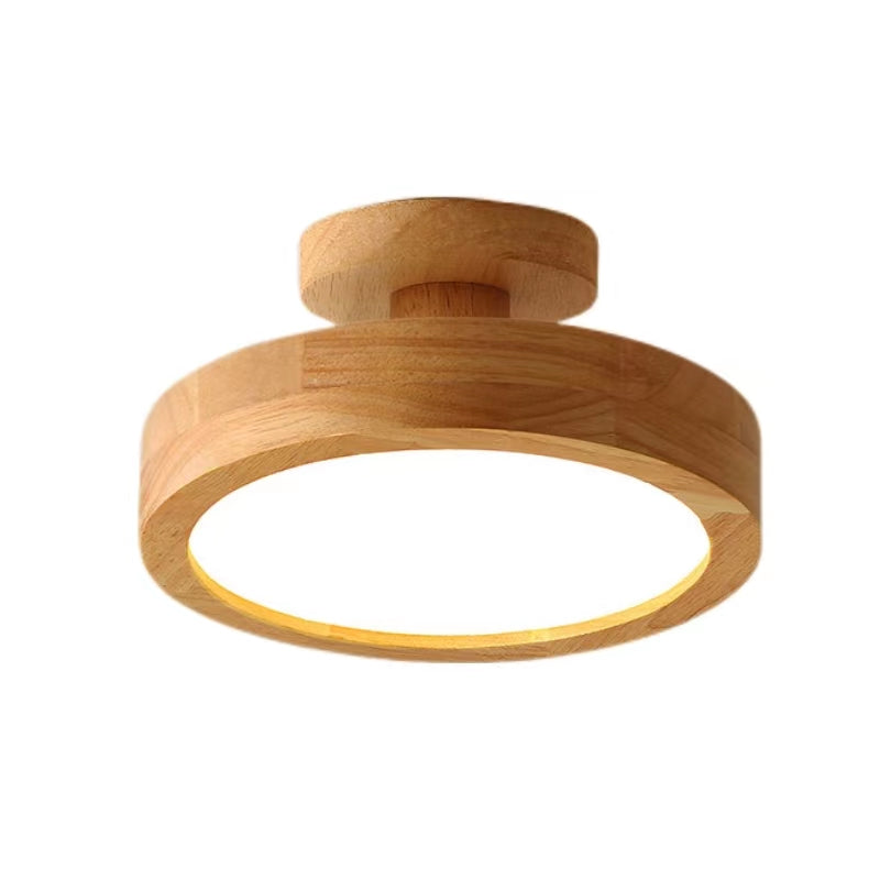 Retro Minimalist Round Wooden Ceiling Lamp