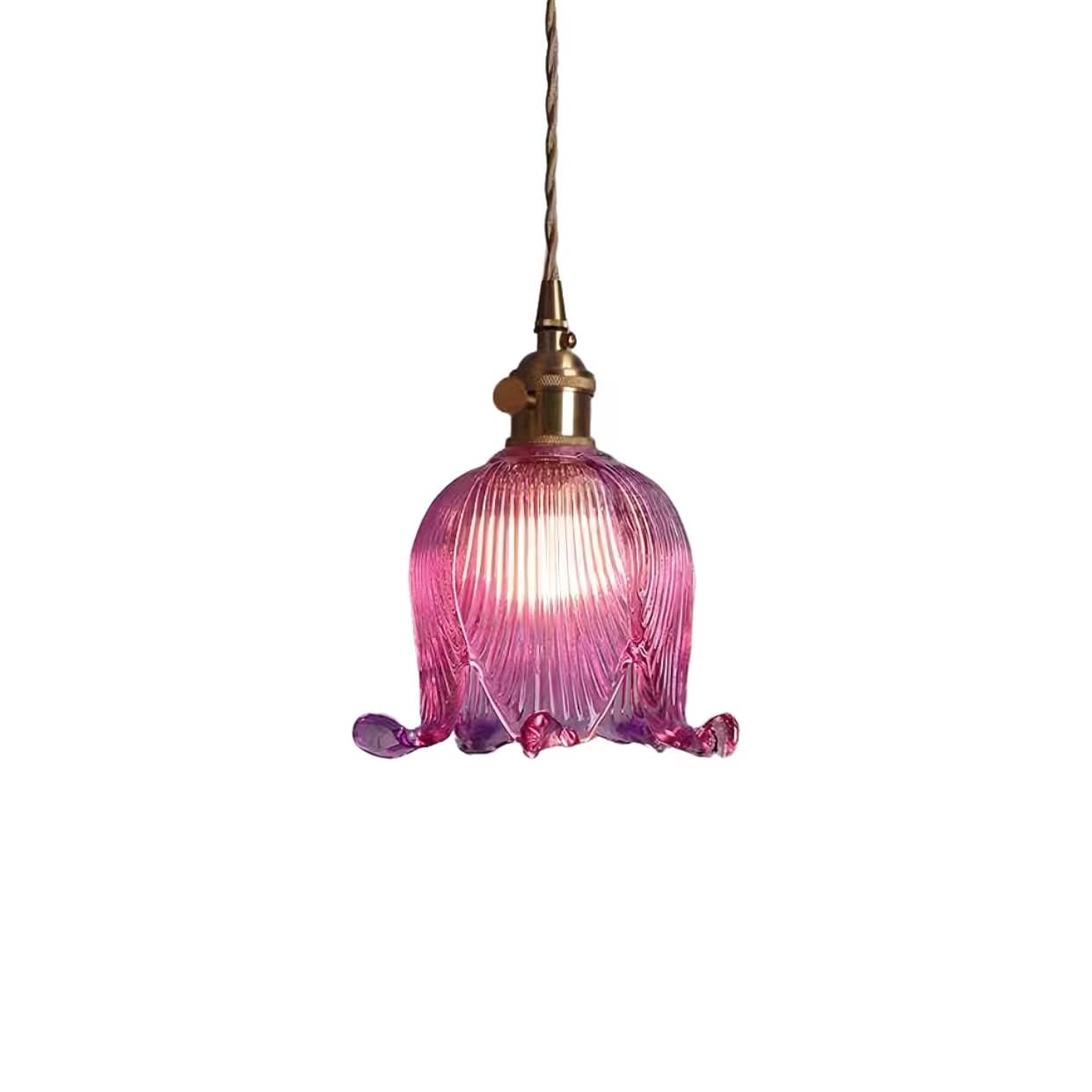 Vintage Tulip Glass Brass Pendant Light