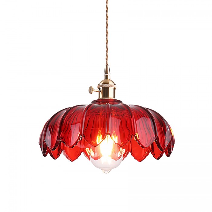 Vintage Lotus Glass Pendant Lamp