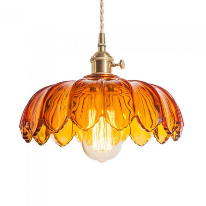 Vintage Lotus Glass Pendant Lamp