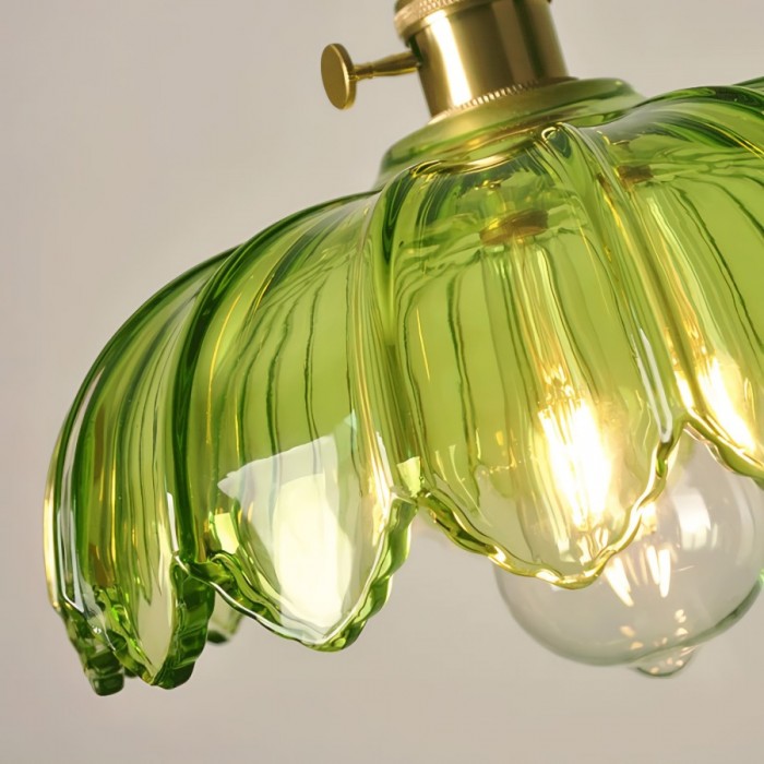 Vintage Lotus Glass Pendant Lamp