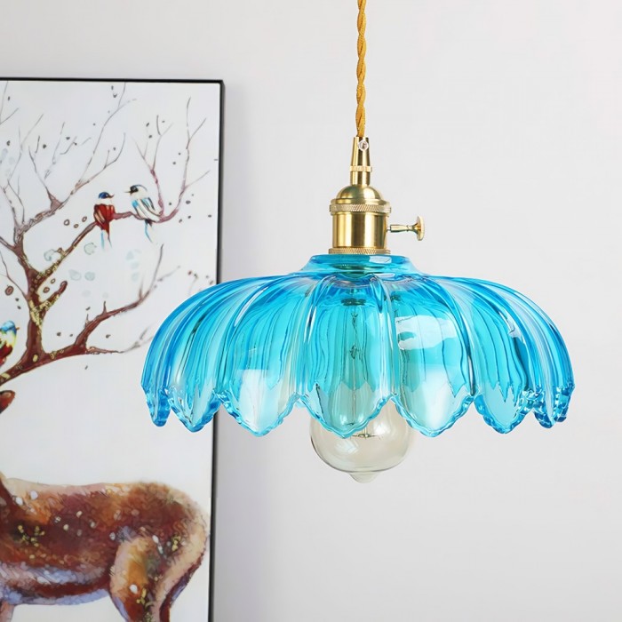 Vintage Lotus Glass Pendant Lamp