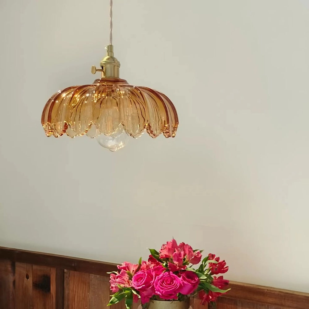 Vintage Lotus Glass Pendant Lamp