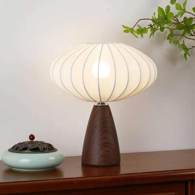 Vintage Art Deco Fabric Ceramic Table Lamp