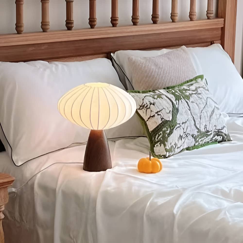 Vintage Art Deco Fabric Ceramic Table Lamp