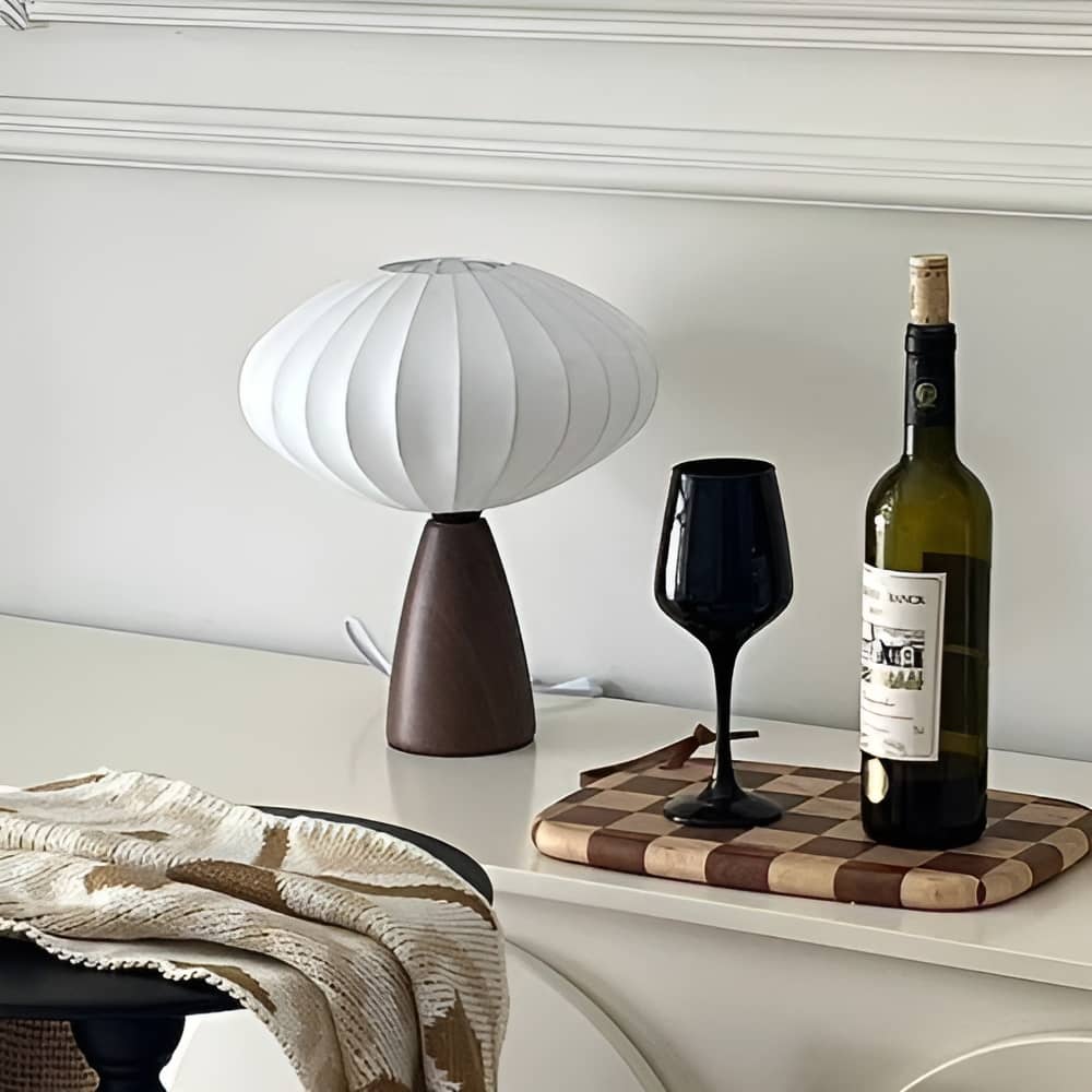 Vintage Art Deco Fabric Ceramic Table Lamp