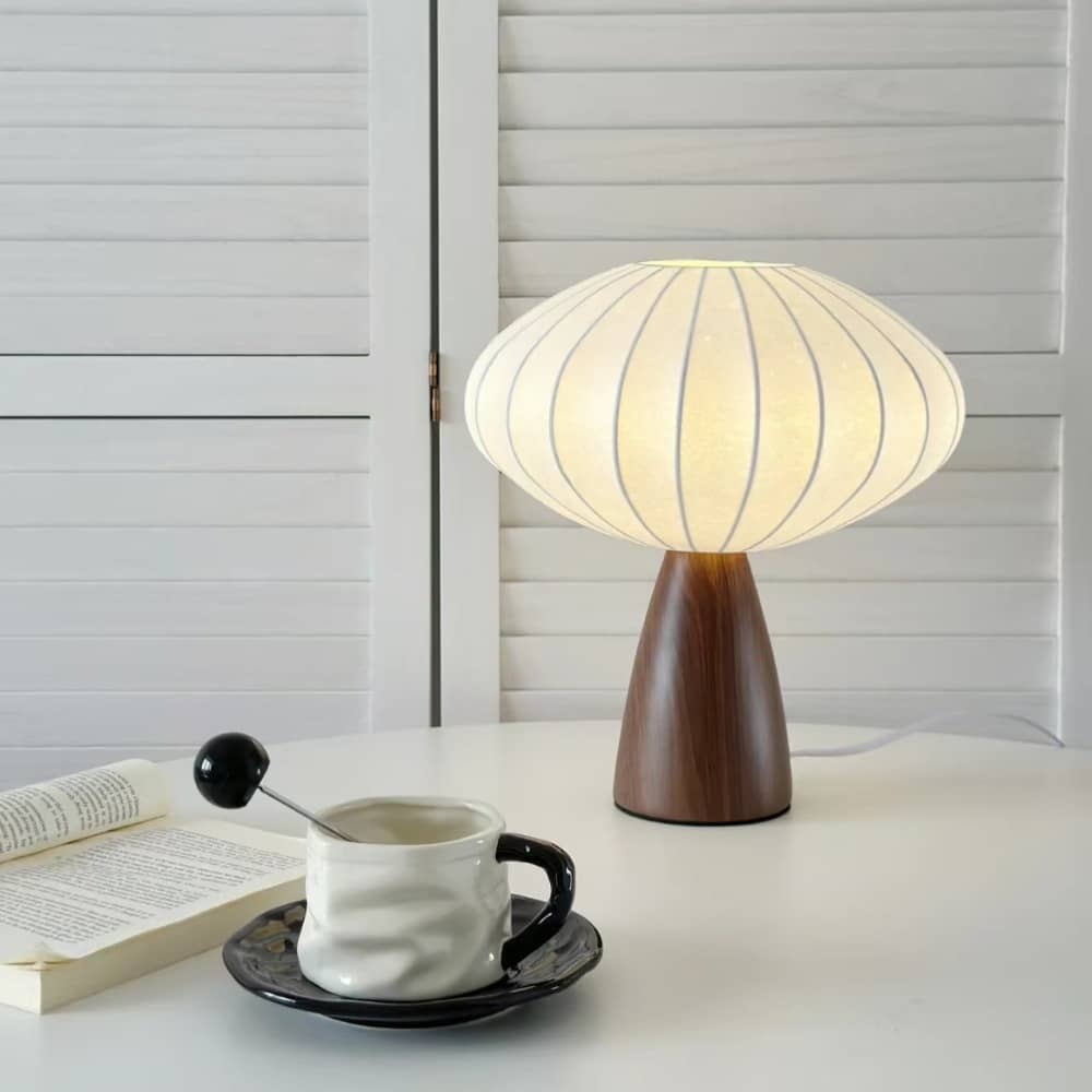 Vintage Art Deco Fabric Ceramic Table Lamp