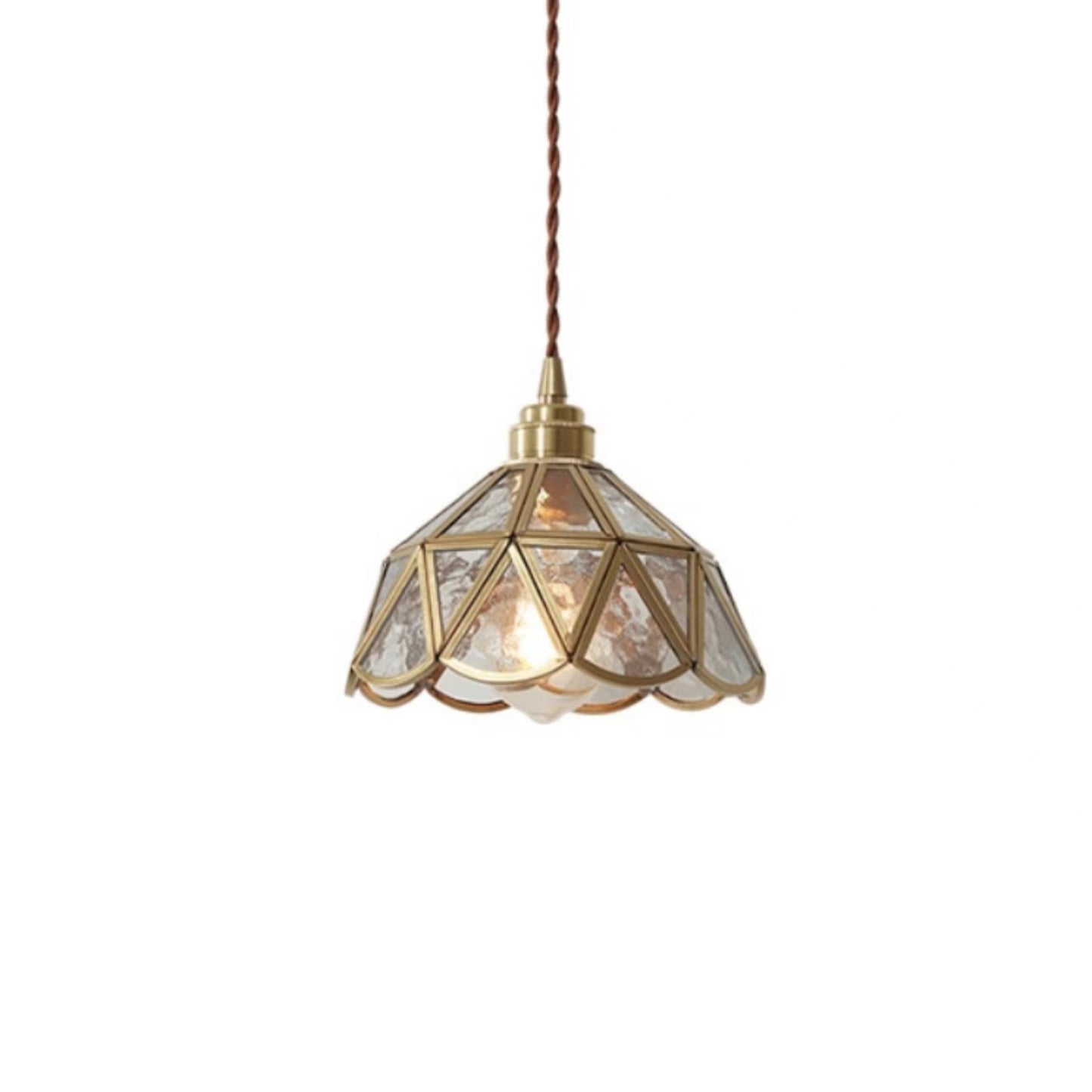 Vintage Brass Glass Flower Pendant Light