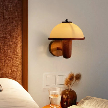 Vintage Creative Wooden Mushroom Wall Lamp
