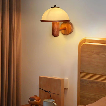 Vintage Creative Wooden Mushroom Wall Lamp