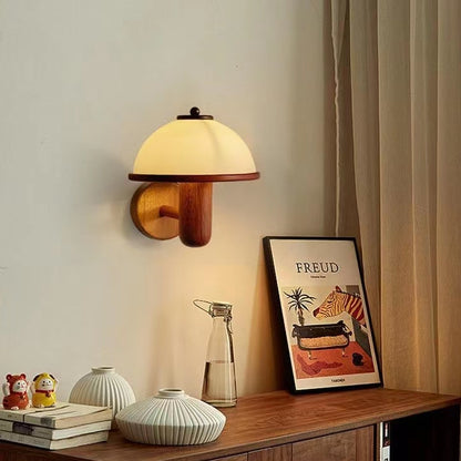 Vintage Creative Wooden Mushroom Wall Lamp