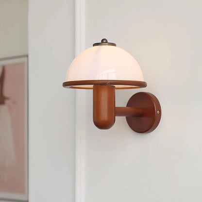 Vintage Creative Wooden Mushroom Wall Lamp