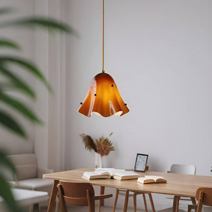 Vintage Flower Small Glass Pendant Light Over Dining Table