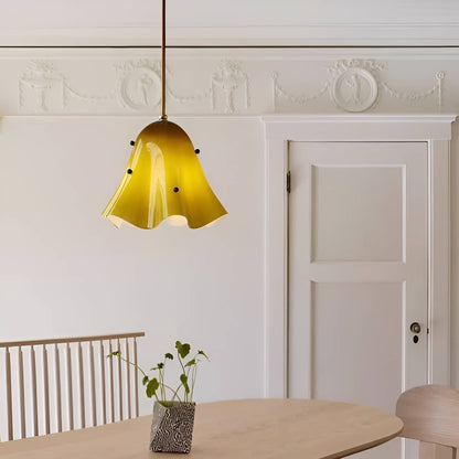 Vintage Flower Small Glass Pendant Light Over Dining Table