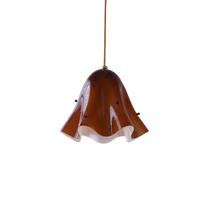 Vintage Flower Small Brown Glass Pendant Light Over Dining Table