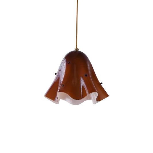 Vintage Flower Small Brown Glass Pendant Light Over Dining Table