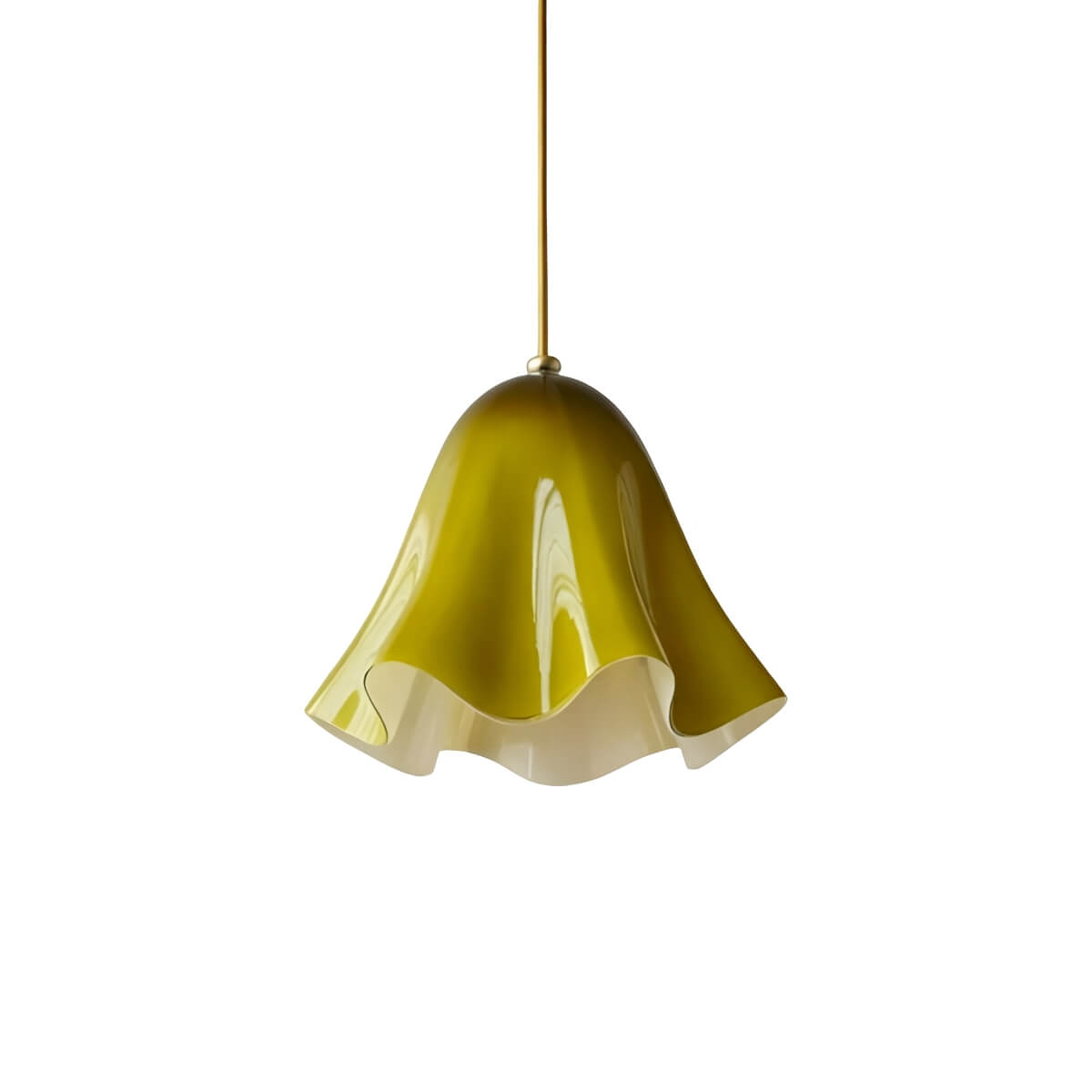 Vintage Flower Small Green Glass Pendant Light Over Dining Table