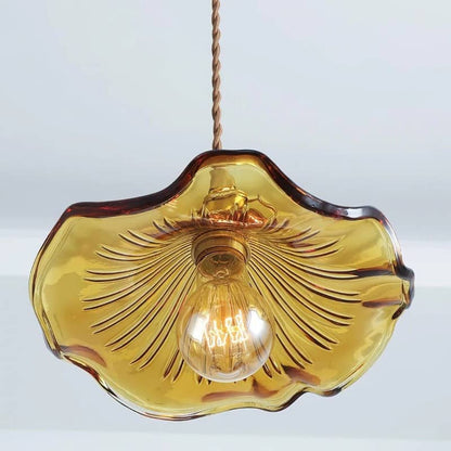 Vintage Glass Hibiscus Flower Pendant Lamp