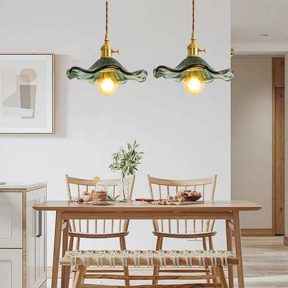 Vintage Glass Hibiscus Flower Pendant Lamp