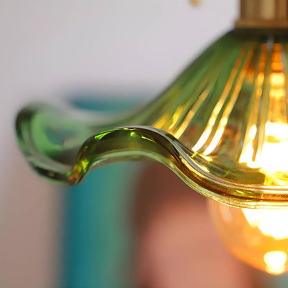 Vintage Glass Hibiscus Flower Pendant Lamp