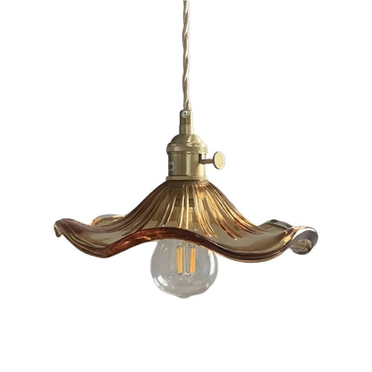Vintage Glass Hibiscus Flower Pendant Lamp