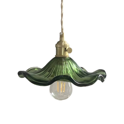 Vintage Glass Hibiscus Flower Pendant Lamp
