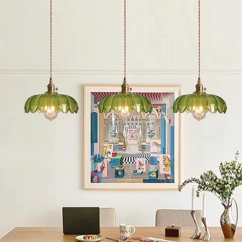 Vintage Lotus Glass Pendant Lamp