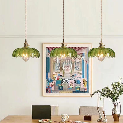 Vintage Lotus Glass Pendant Lamp