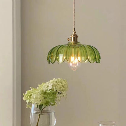 Vintage Lotus Glass Pendant Light