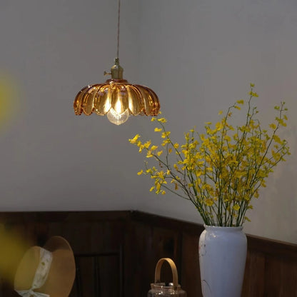 Vintage Lotus Glass Pendant Light
