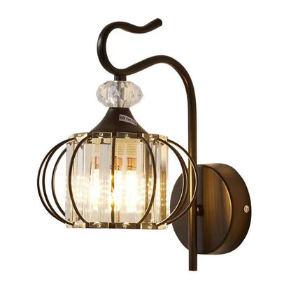 Vintage Luxury Lantern Crystal Wall Light