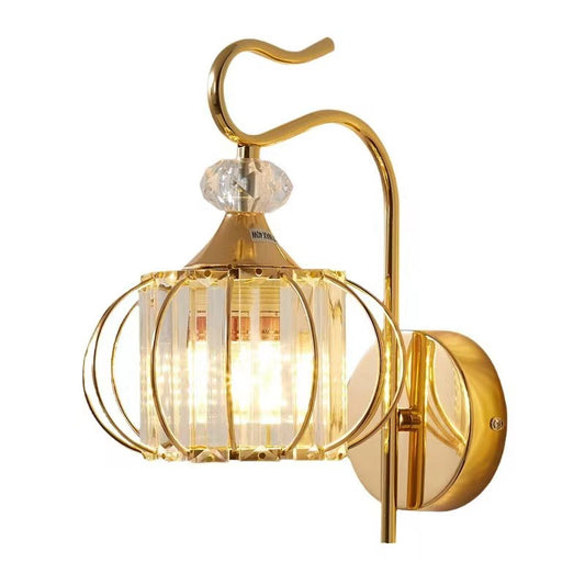 Vintage Luxury Lantern Crystal Wall Light