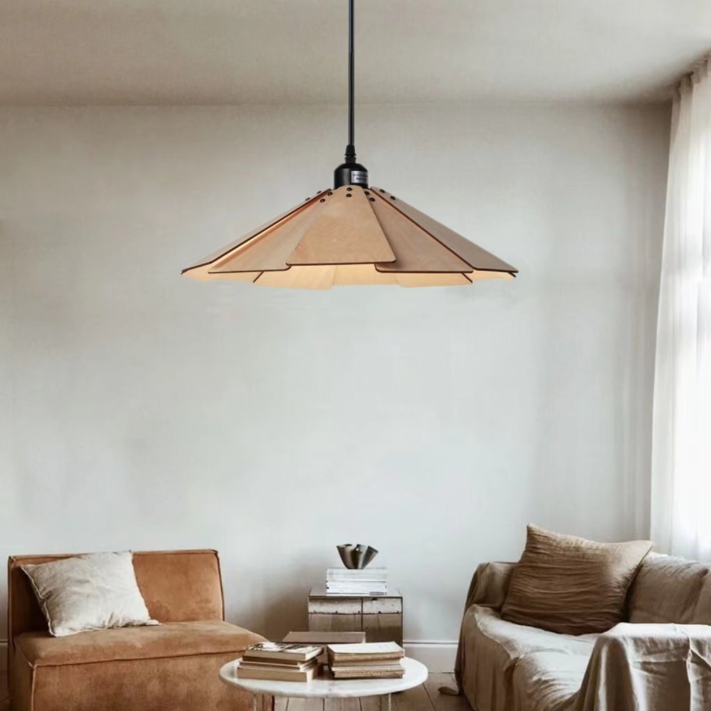 Vintage Minimalist Wooden Pendant Light