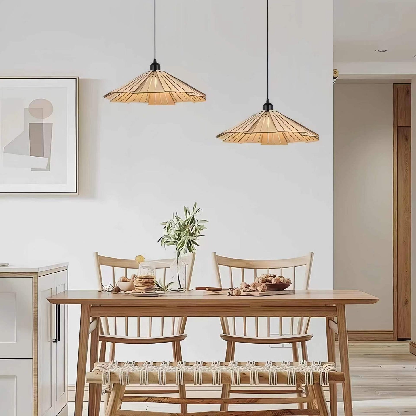 Vintage Minimalist Wooden Pendant Light