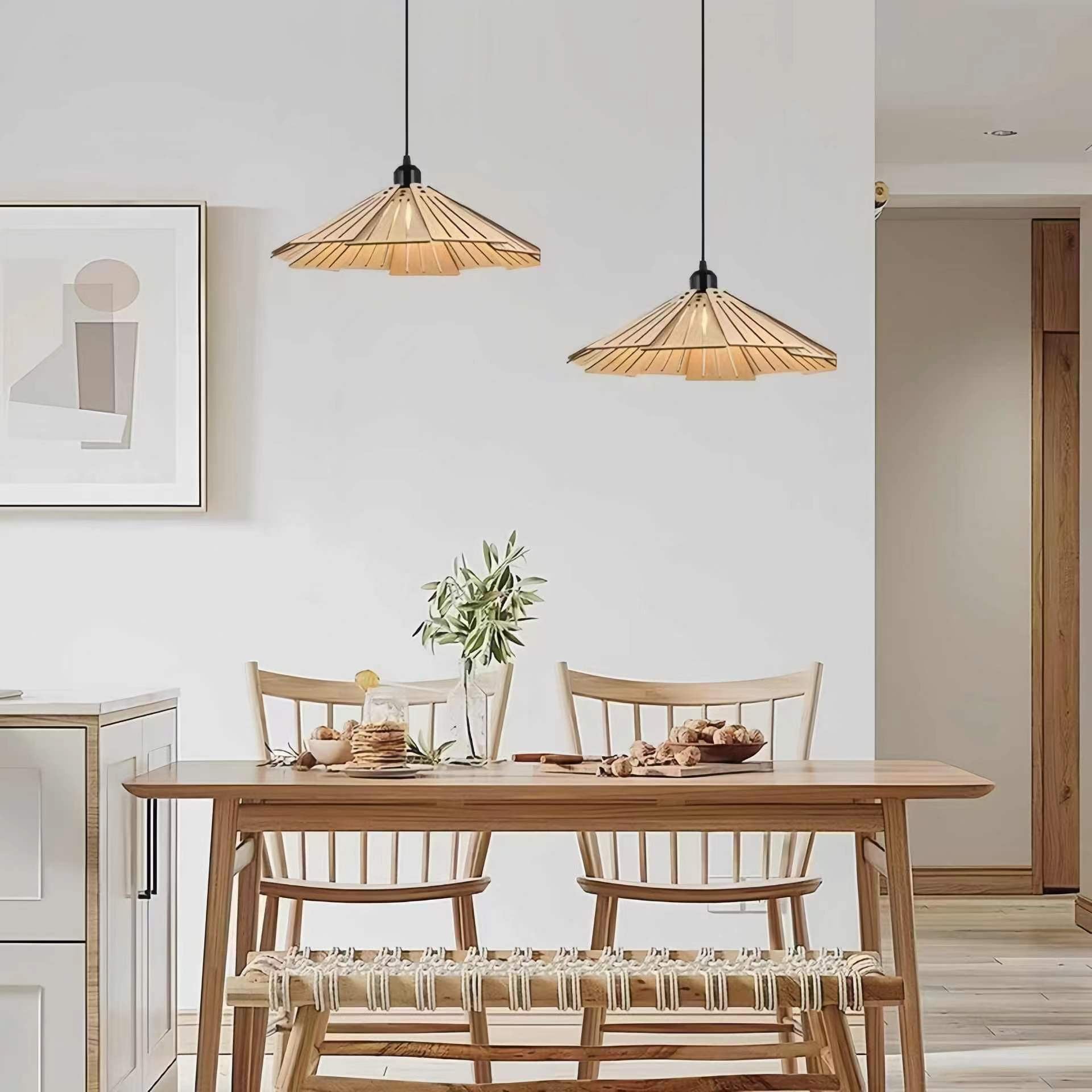Vintage Minimalist Wooden Pendant Light