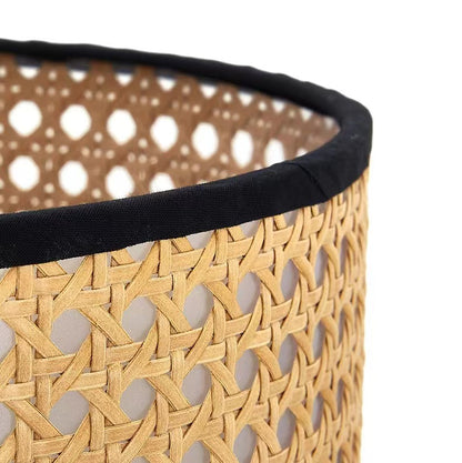 Vintage Style Rattan Black Table Lamp