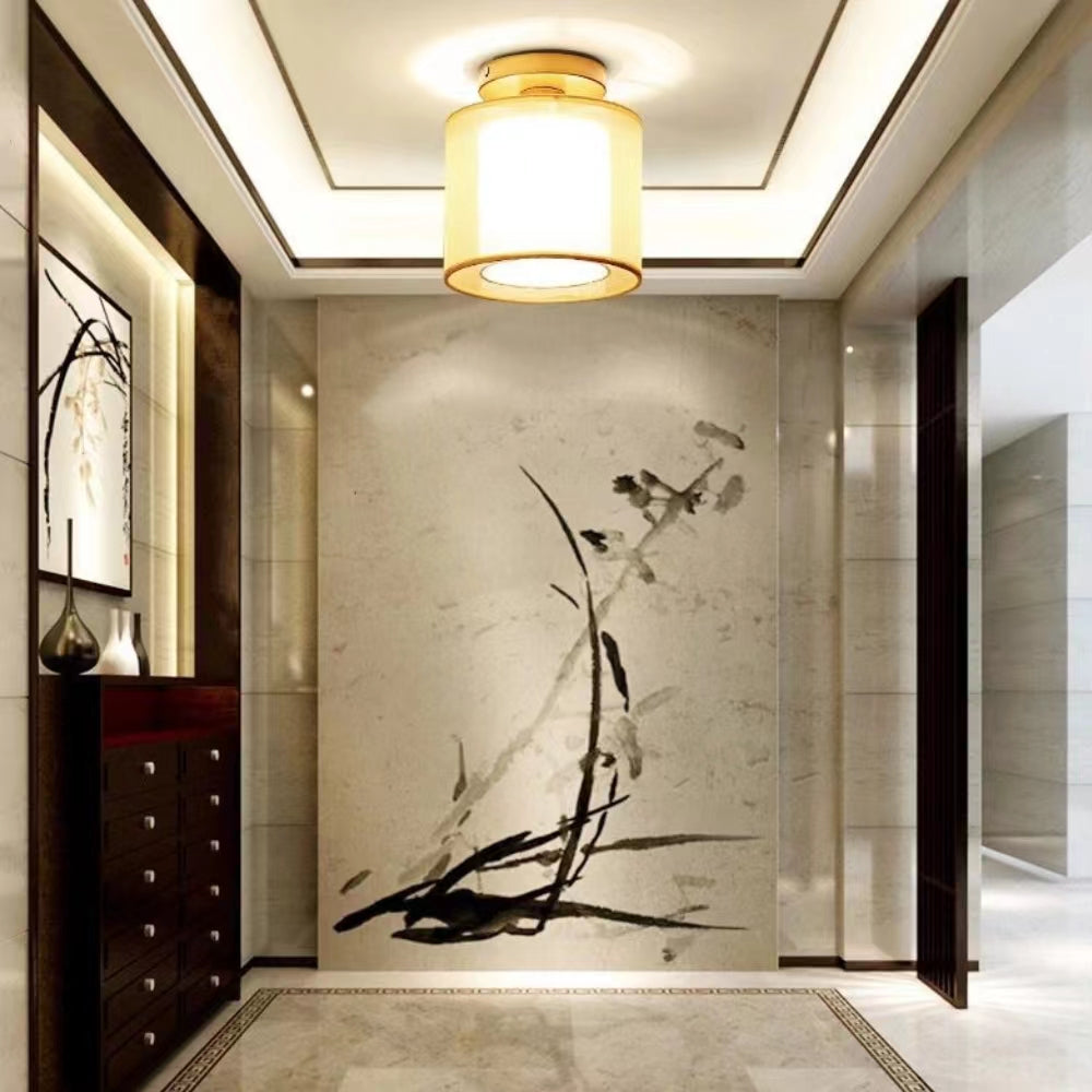 Vintage Wabi Sabi Style Fabric Ceiling Light