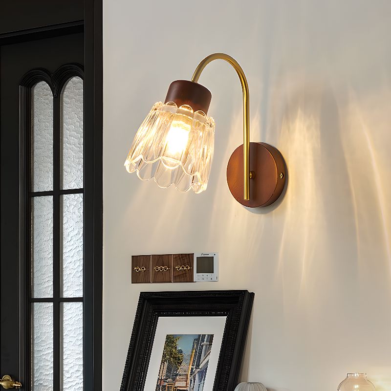 Vintage Wooden Minimalist Glass Wall Light
