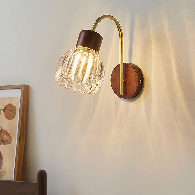 Vintage Wooden Minimalist Glass Wall Light