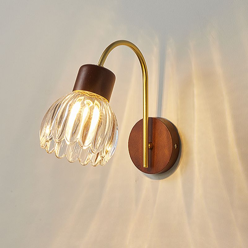 Vintage Wooden Minimalist Glass Wall Lamp