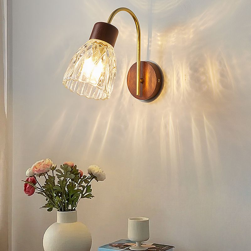 Vintage Wooden Minimalist Glass Wall Lamp